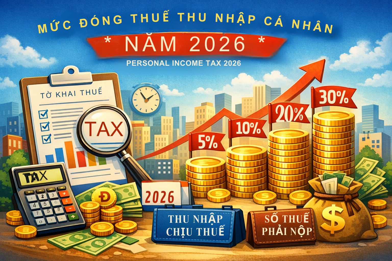 Mức đóng thuế thu nhập cá nhân năm 2026 là bao nhiêu? LDLAWYER