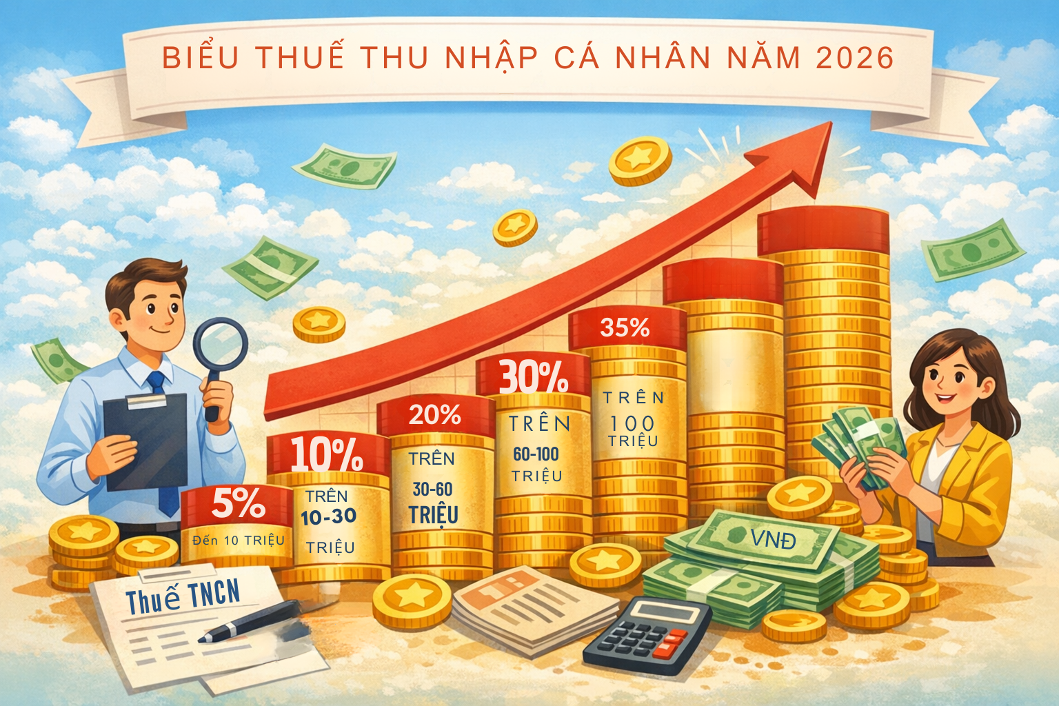Bảng thuế thu nhập cá nhân mới nhất năm 2026 LDLAWYER