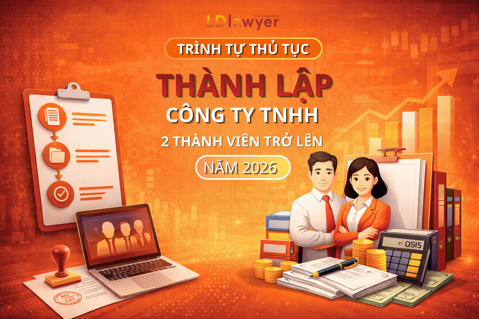 TRÌNH TỰ THỦ TỤC THÀNH LẬP  CÔNG TY TNHH 2 THÀNH VIÊN TRỞ LÊN NĂM 2026 LDLAWYER