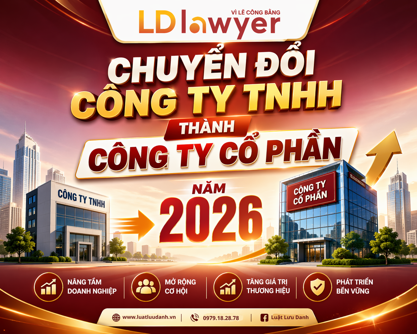 CHUYỂN ĐỔI CÔNG TY TNHH THÀNH CÔNG TY CỔ PHẦN NĂM 2026 LDLAWYER